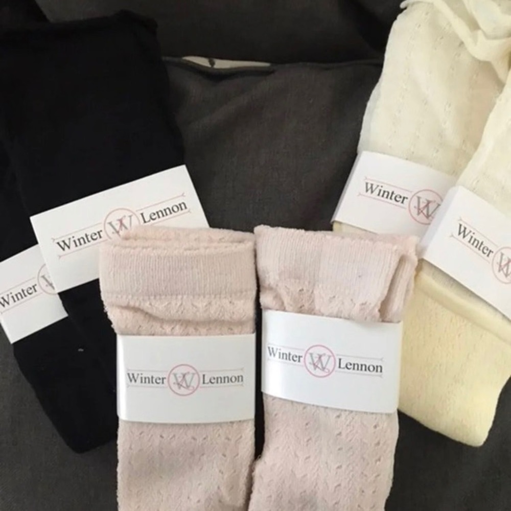New 6) pairs of longsocks *2 Rose 2*Black 2*Ivory